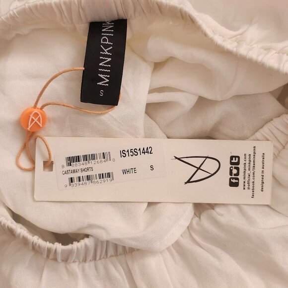 MinkPink Castaway Ivory Embroidered Two Piece Cami Top and Shorts Set Small b113 - Picture 13 of 16